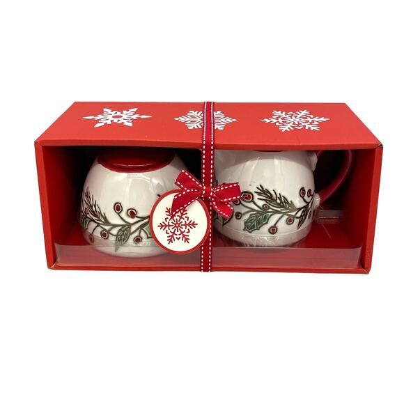Spectrum Designz Hand Crafted 2016 Gift Set Cream & Sugar Christmas Holly 2016 - Picture 1 of 7